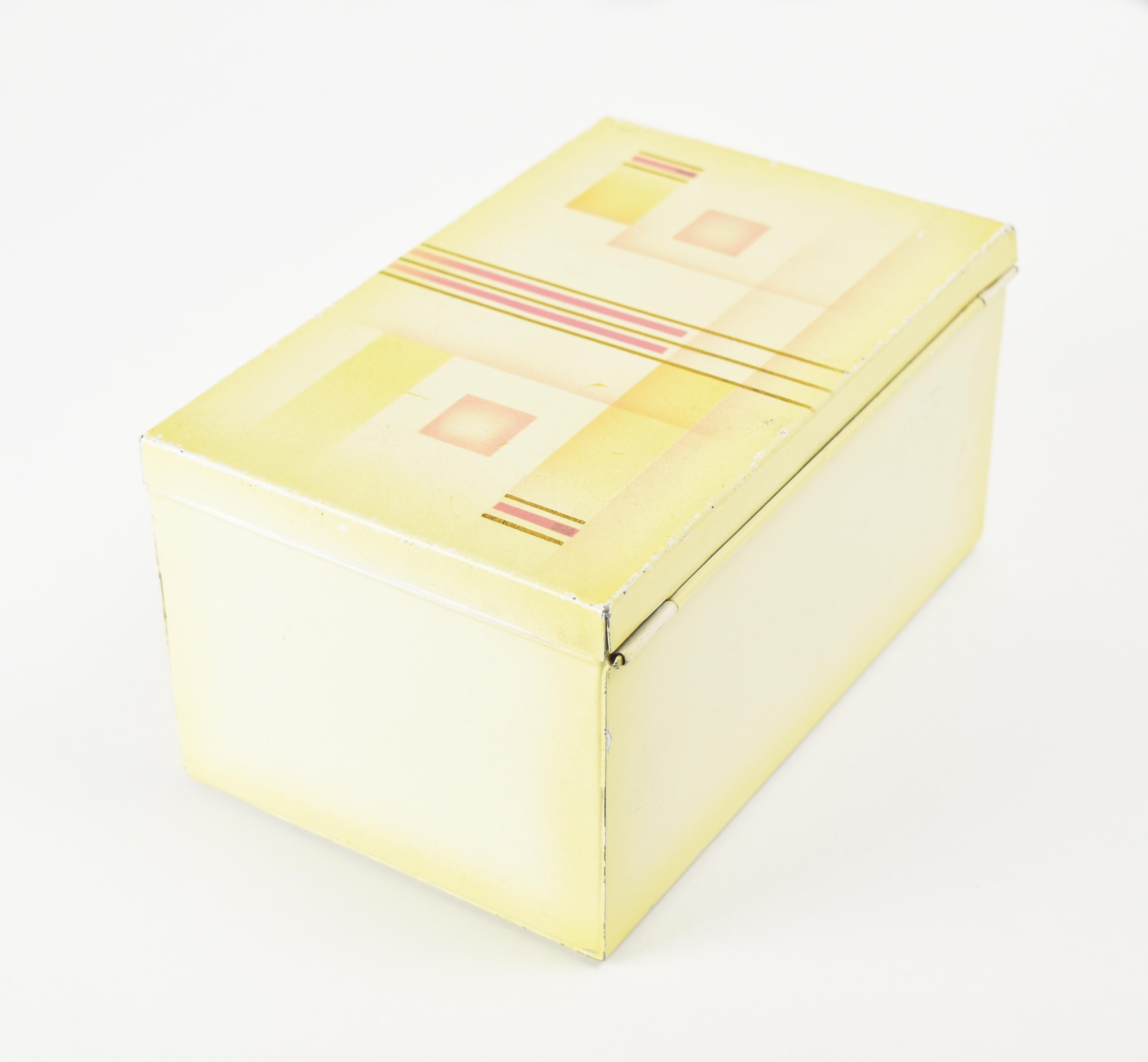 Early 20th Century Art Deco Modernist Spritzdekor Metal Tin Box Container Marianne Brandt Bauhaus For Sale