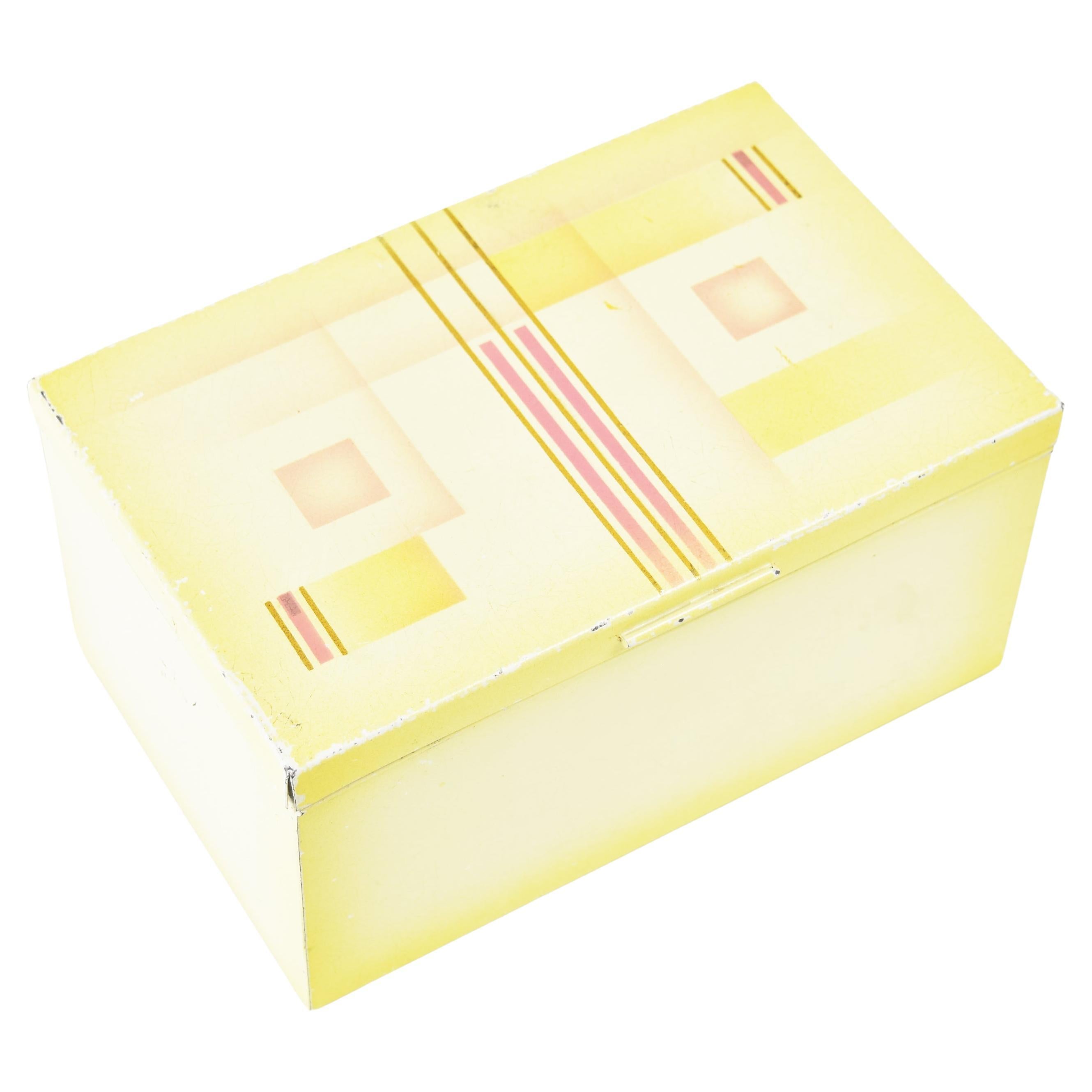 Art Deco Modernist Spritzdekor Metal Tin Box Container Marianne Brandt Bauhaus For Sale