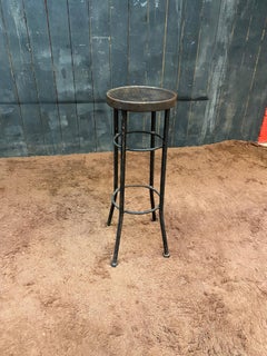 Taburete Art Decó modernista circa 1930 en madera y metal pintado patines de madera