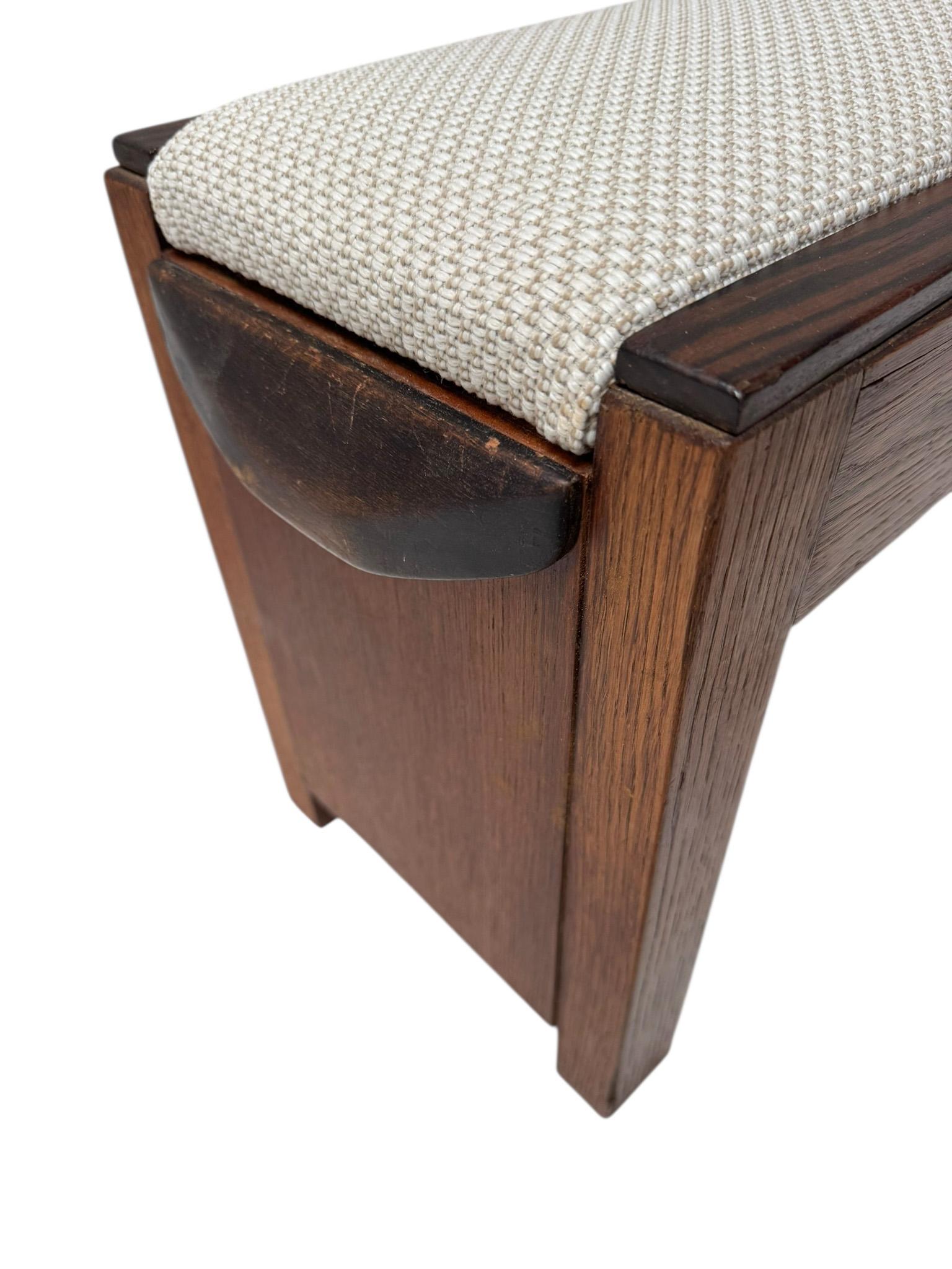 Olandese Sgabello modernista Art Déco con tessuto De Ploeg, anni '20 in vendita