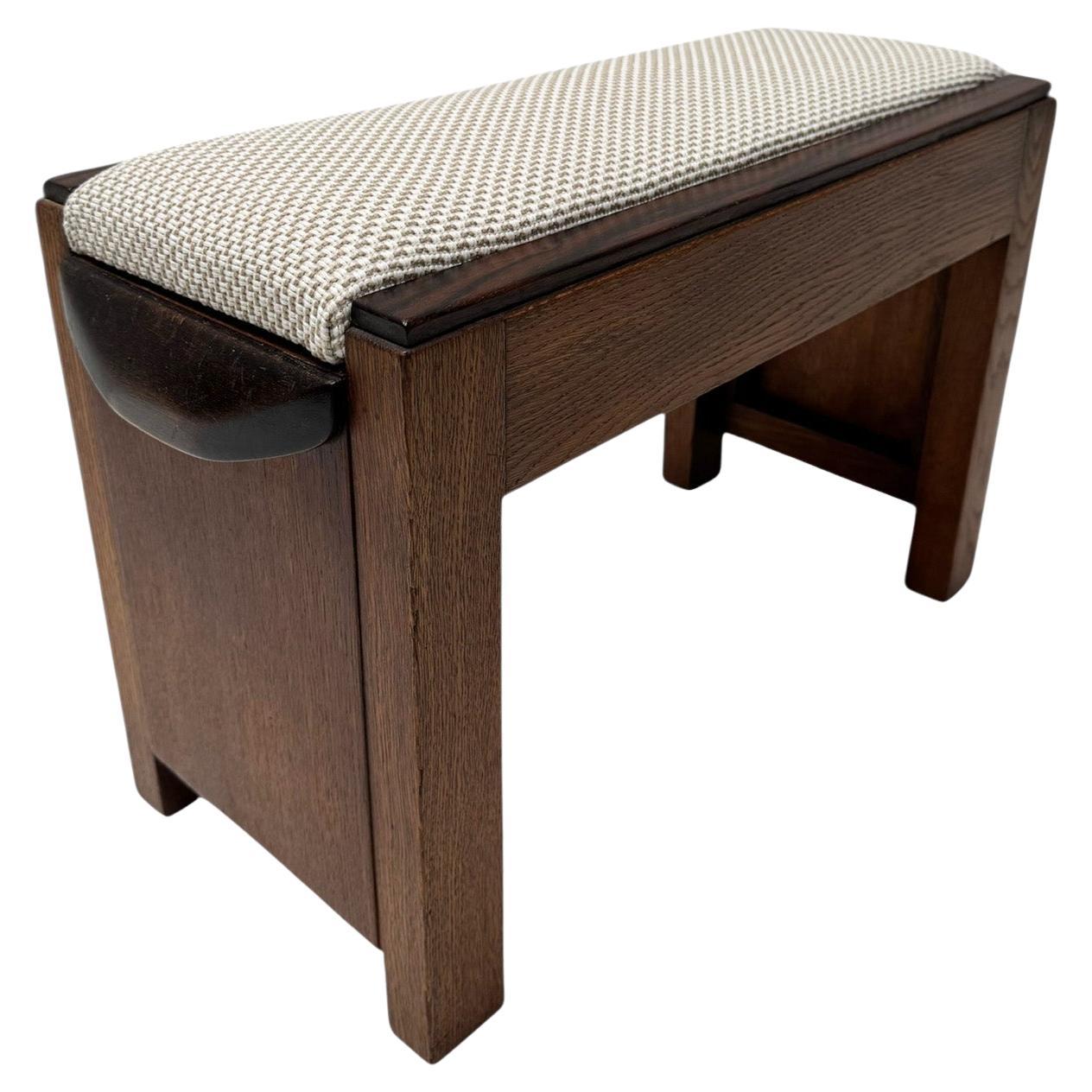 Sgabello modernista Art Déco con tessuto De Ploeg, anni
20