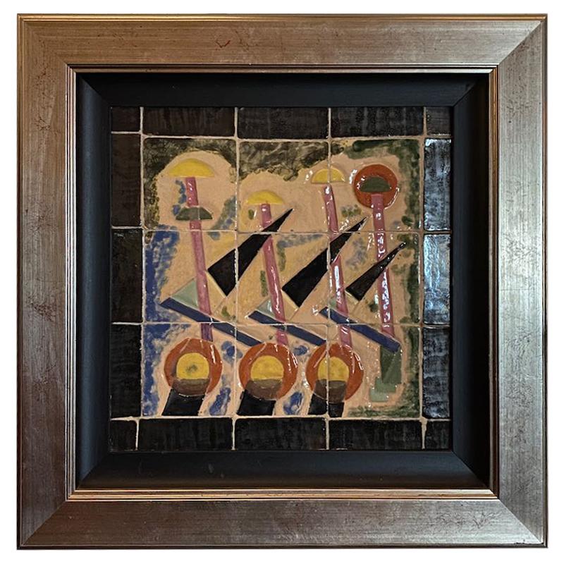 Art Deco Modernist Tile Painting