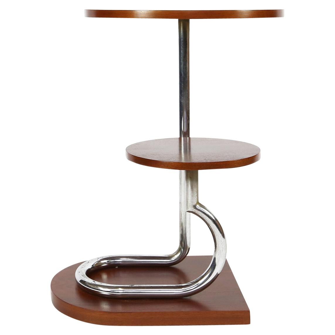 Art Deco Modernist Tubular Table Gueridon or Plant Stand, French, 1930s For Sale