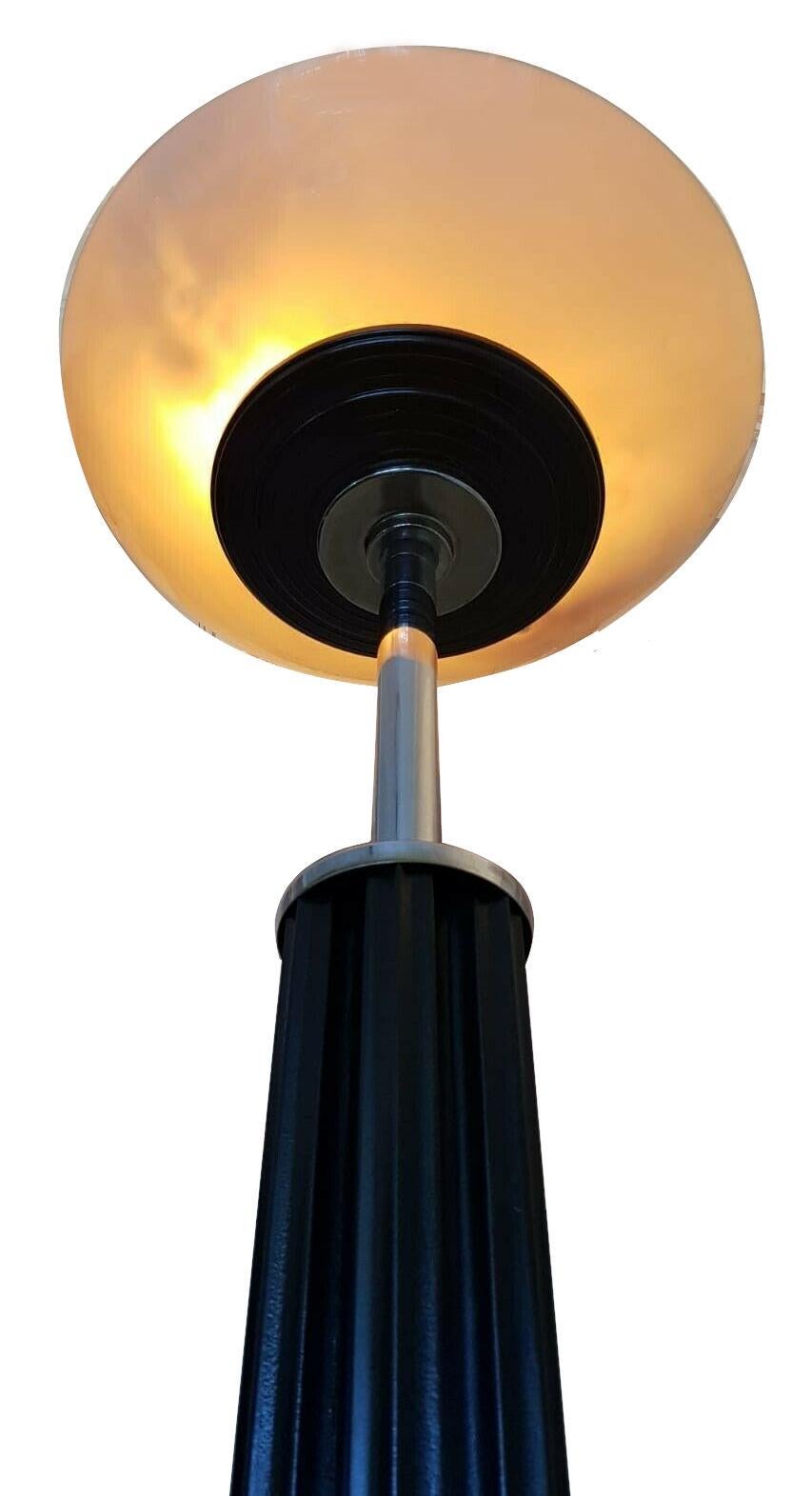 English Art Deco Bakelite & Chrome Uplighter Floor Lamp, 1930s