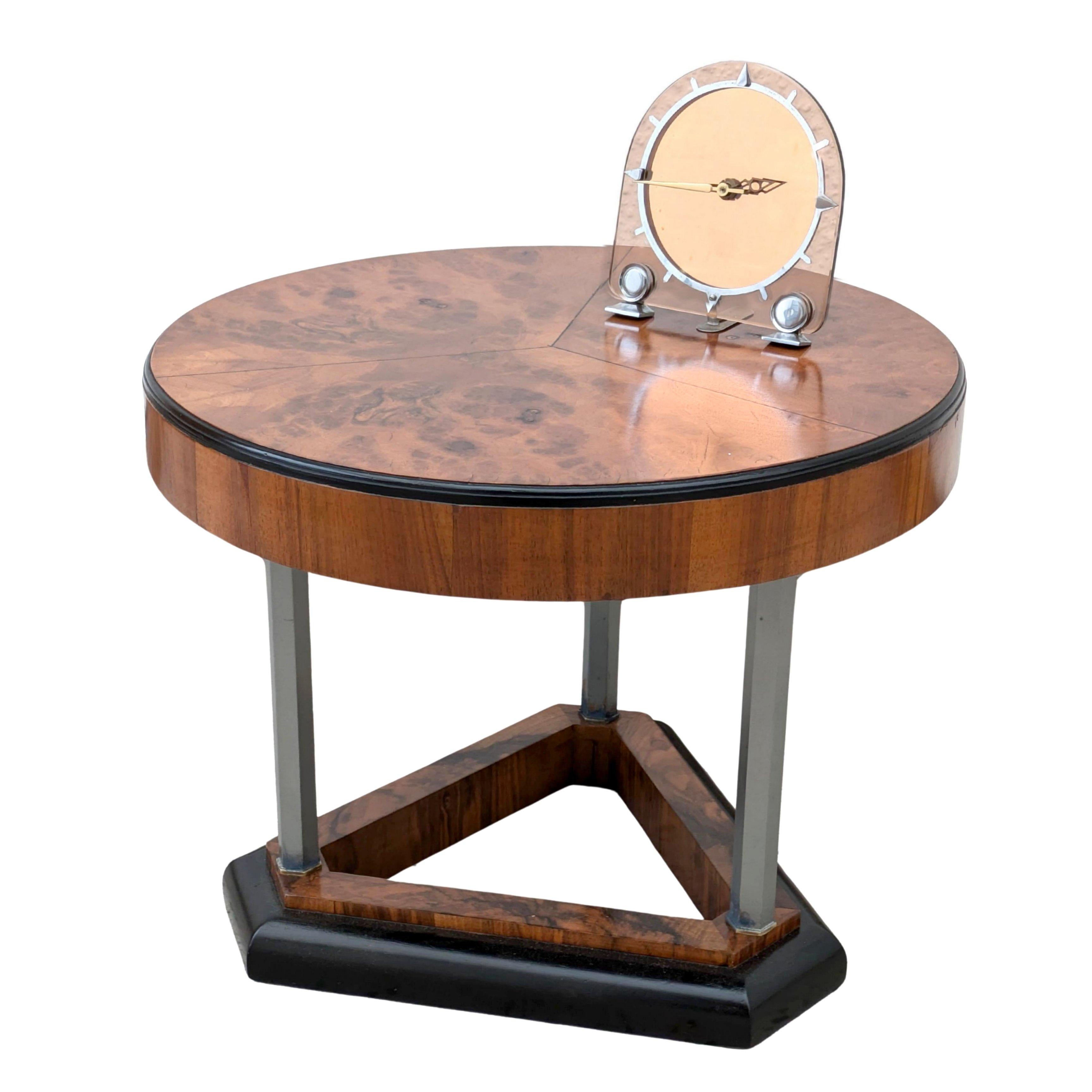 Art Deco Modernist  Walnut & Chrome Table, c1930 For Sale 4