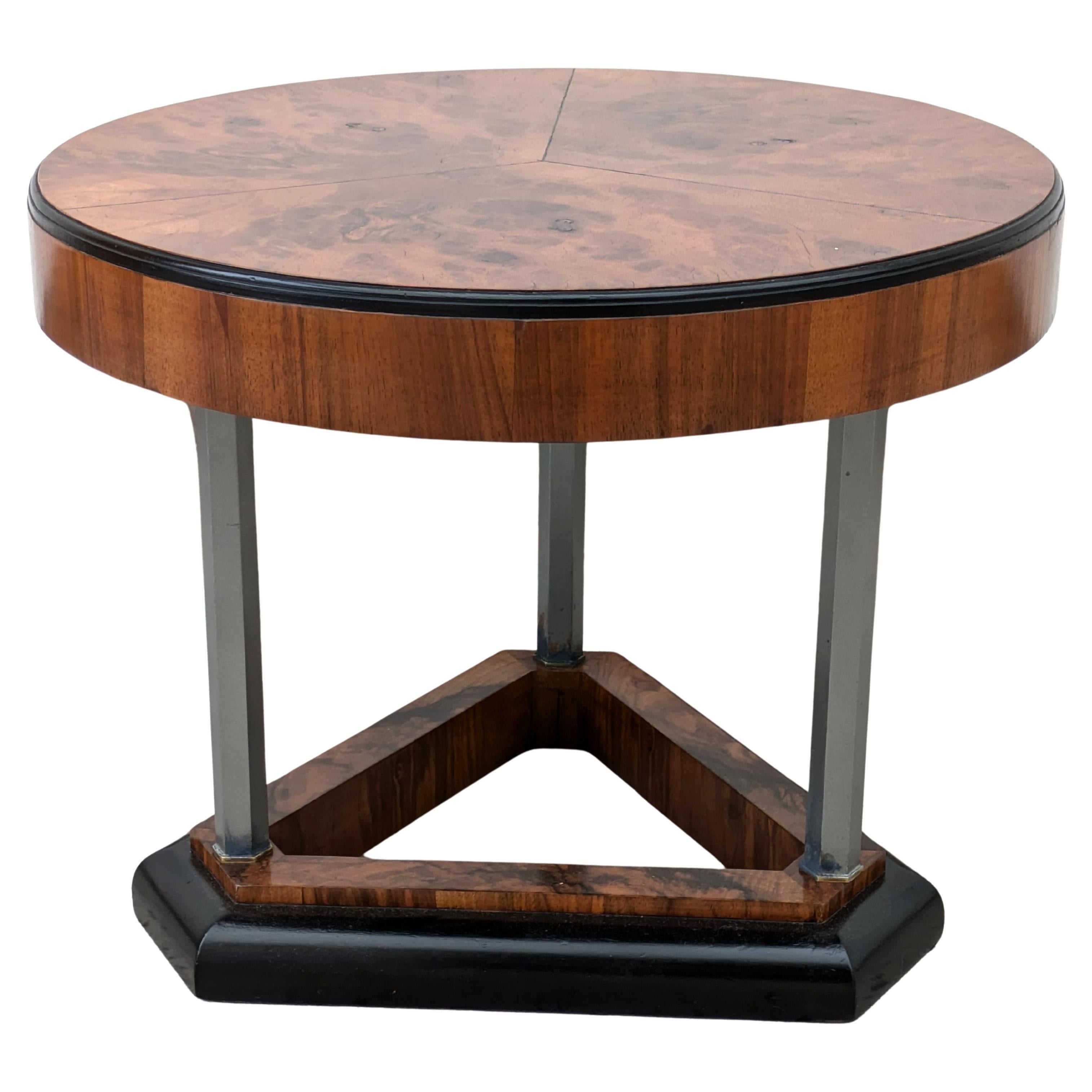 Art Deco Modernist  Walnut & Chrome Table, c1930 For Sale 2