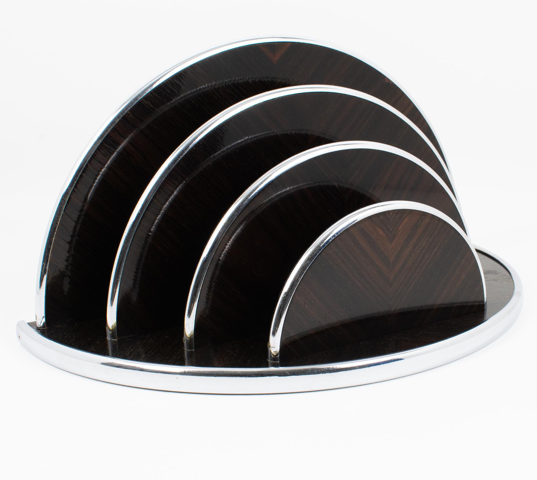 Modernist Wood and Chrome Desk Accessory Letter Holder, circa 1930 For Sale 3