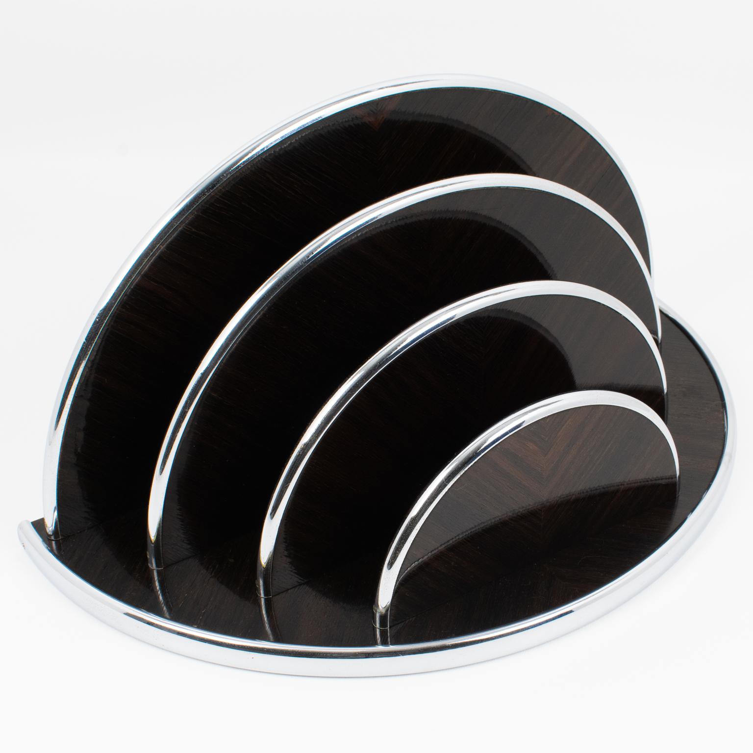 Modernist Wood and Chrome Desk Accessory Letter Holder, circa 1930 For Sale 4