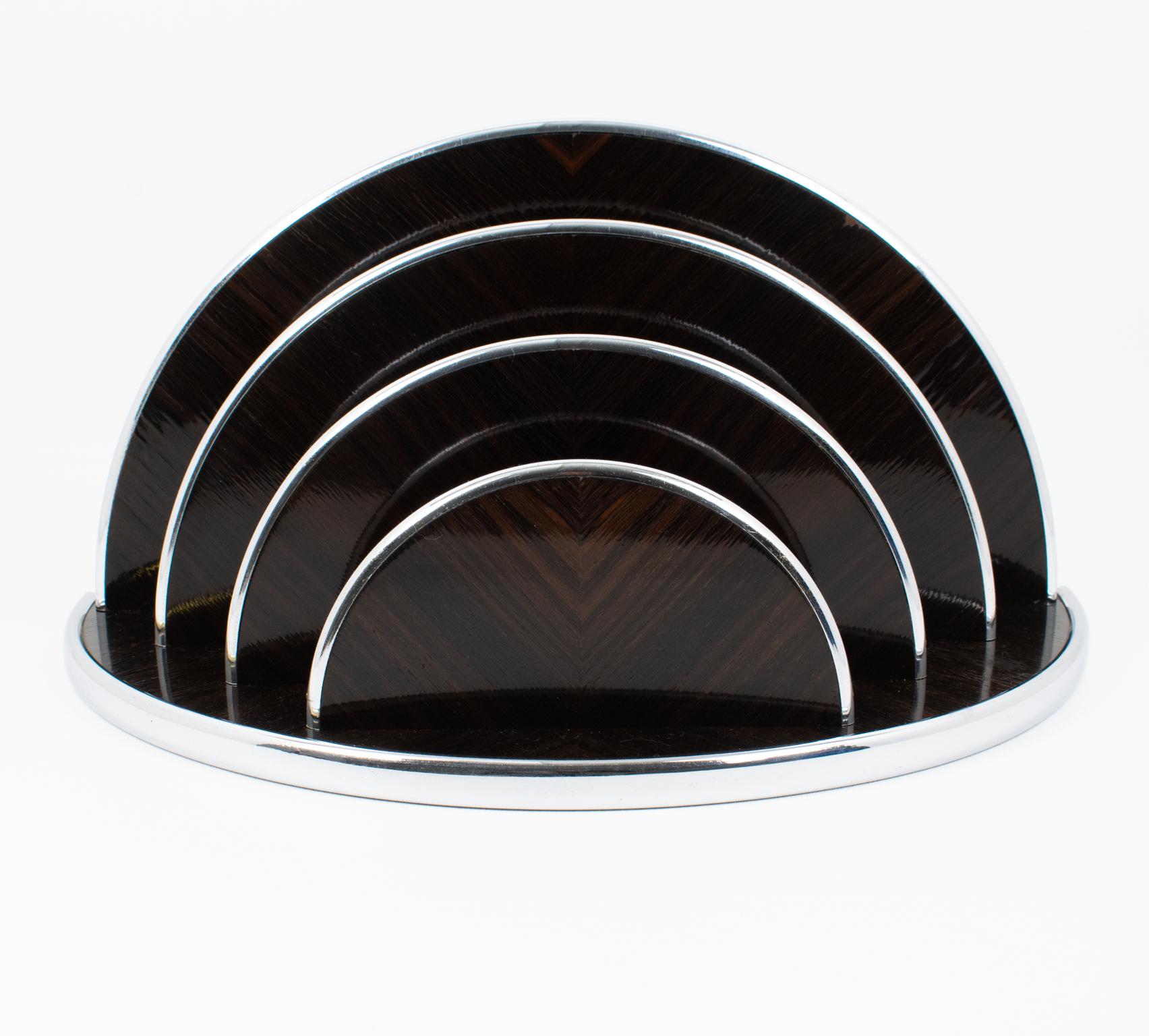 Modernist Wood and Chrome Desk Accessory Letter Holder, circa 1930 For Sale 6
