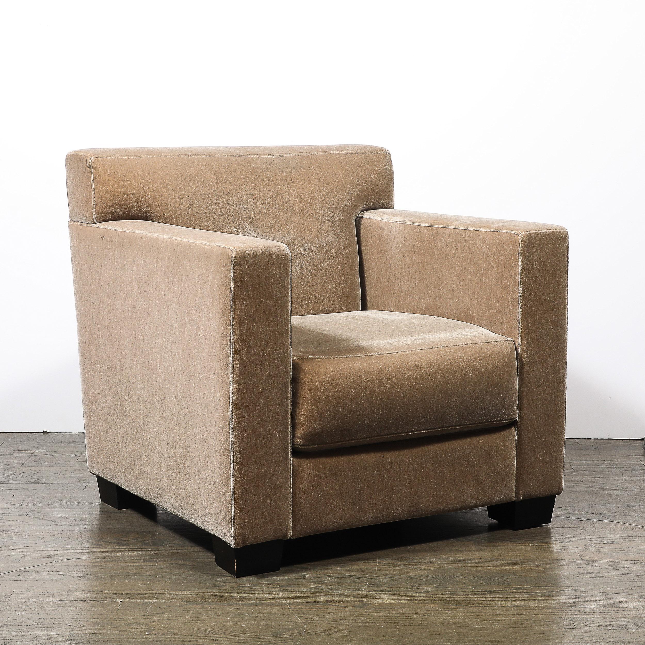 Fauteuils club en mohair Art Déco signés Jean-Michel Frank pour Ecart International en vente 1