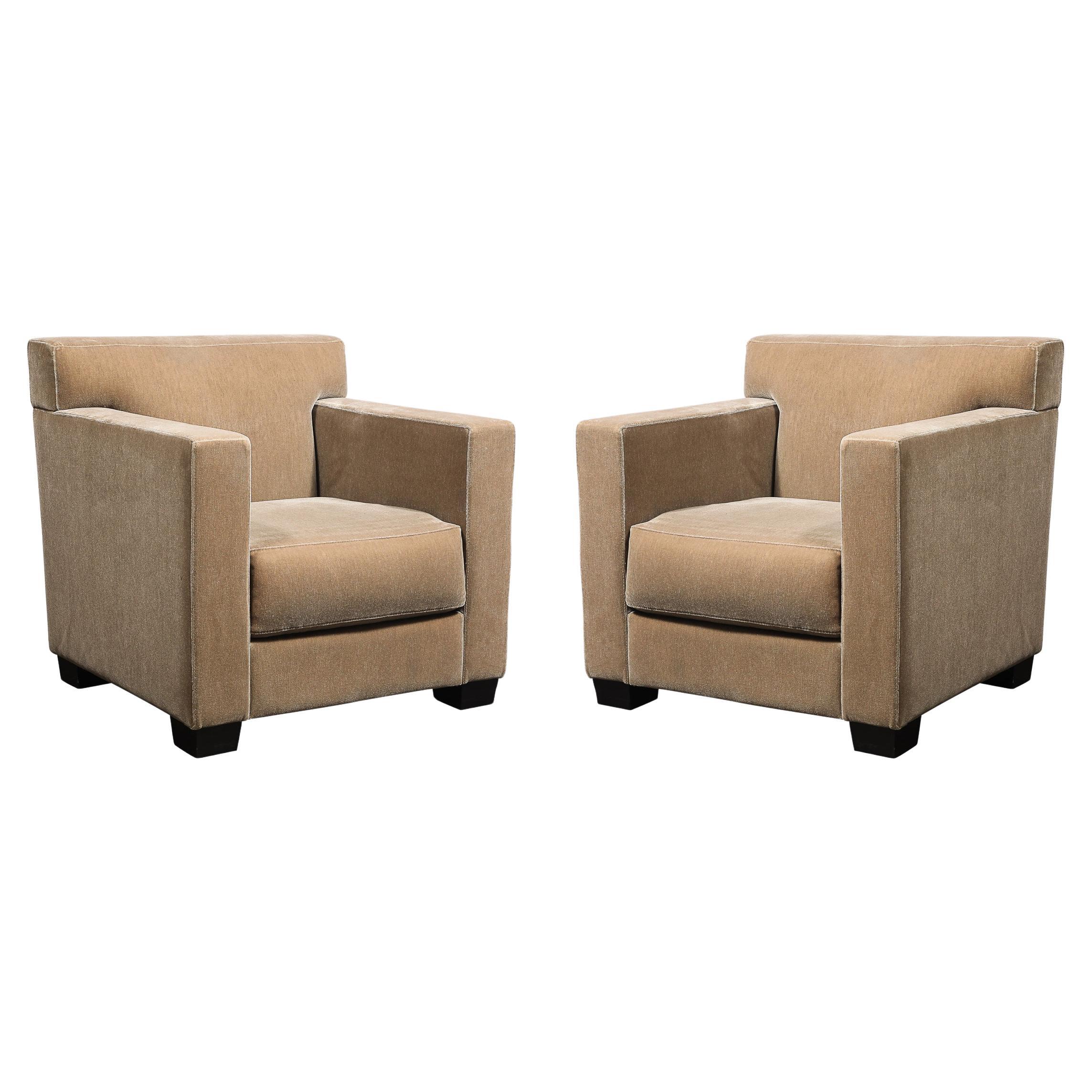 Fauteuils club en mohair Art Déco signés Jean-Michel Frank pour Ecart International en vente