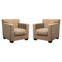 Fauteuils club en mohair Art Déco signés Jean-Michel Frank pour Ecart International