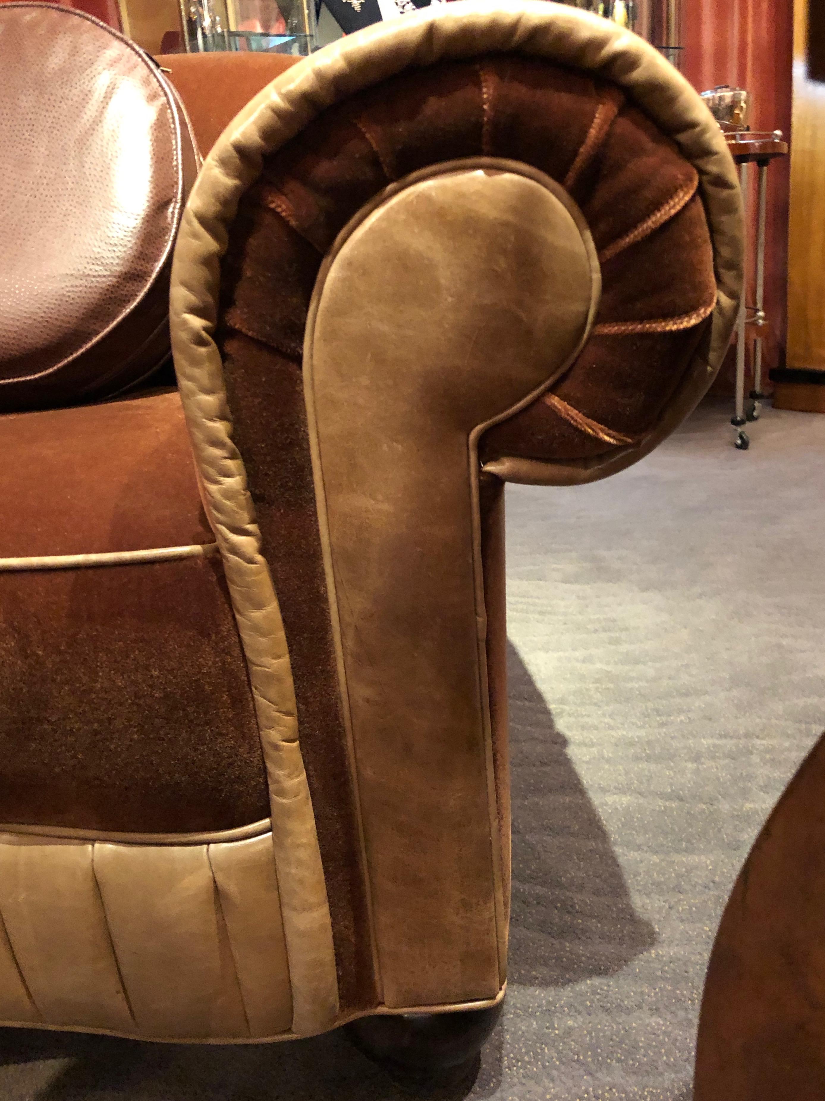 Art Deco Mohair and Leather Glamour Club Chair Hollywood 5