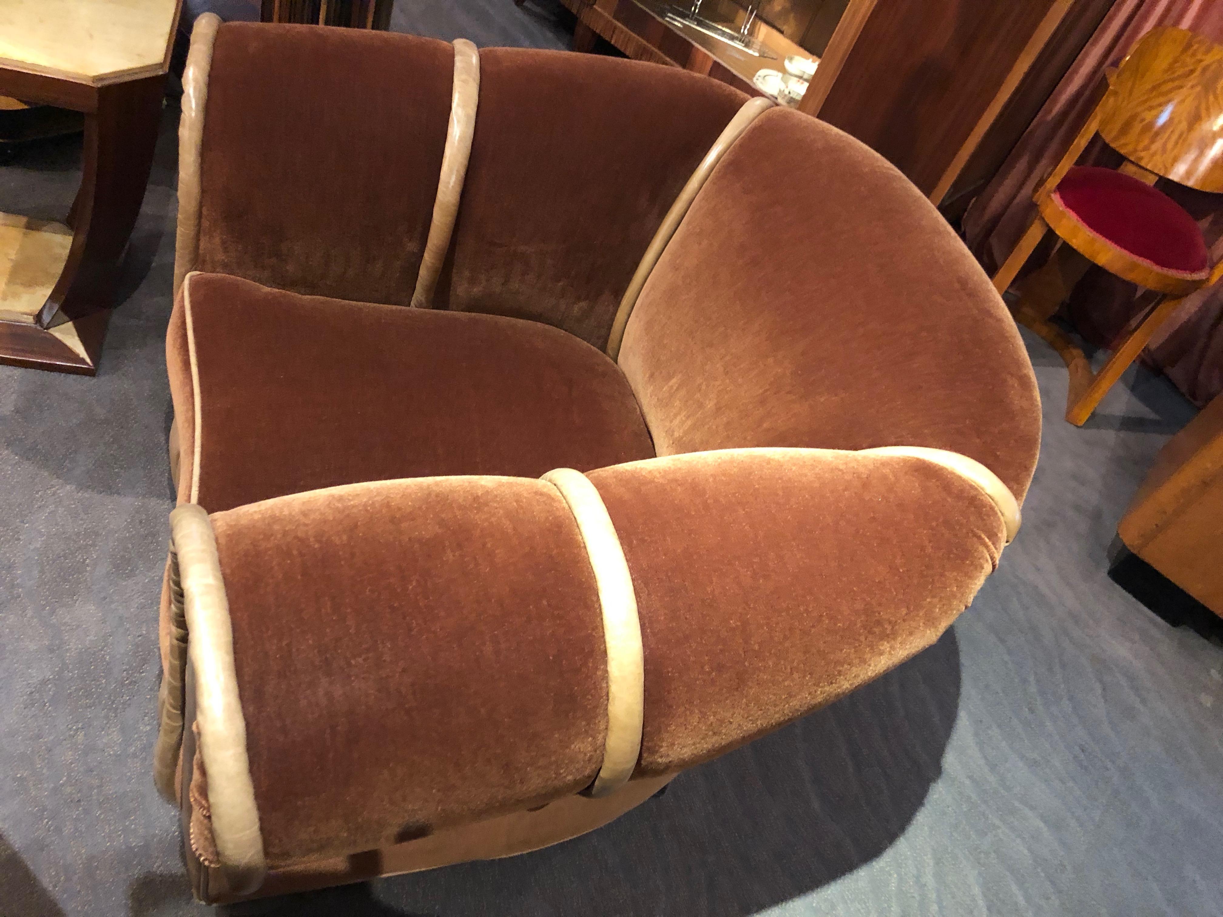 Art Deco Mohair and Leather Glamour Club Chair Hollywood 2