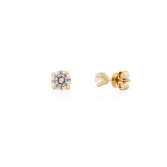 Art Deco Style Moissanite Studs Earring in Solid Yellow Gold Jewelry for Her