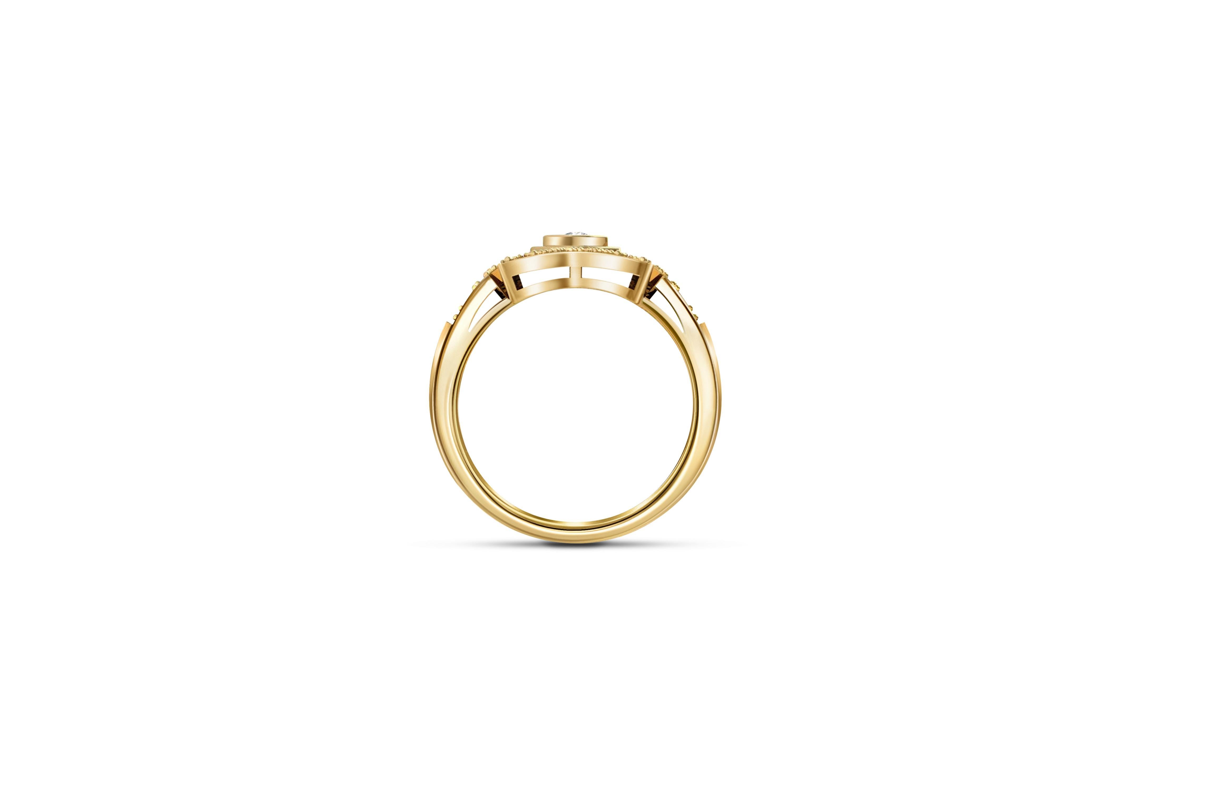 Art Deco Moissanite wedding 14k gold ring 4