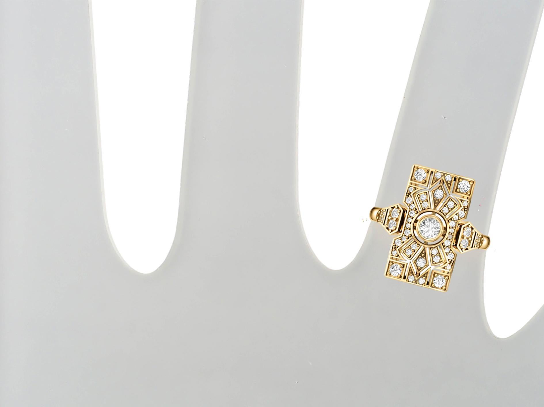 For Sale:  Art Deco Moissanite wedding 14k gold ring 6