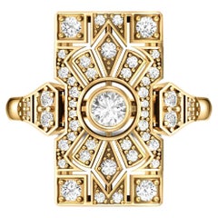 Anello Art Deco con Moissanite per matrimonio in oro 14k