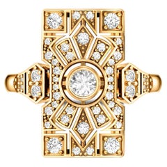 Art Deco Moissanit Hochzeit 14k Gold Ring.