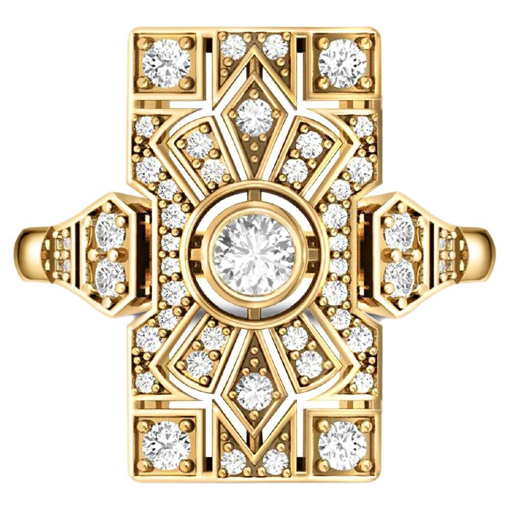 Art Deco Moissanite wedding 14k gold ring