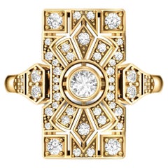 Art Deco Moissanite wedding 14k gold ring