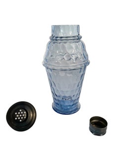 Art Deco Molded Blue Glass Cocktail Shaker with All-Over Thumbprint Pattern