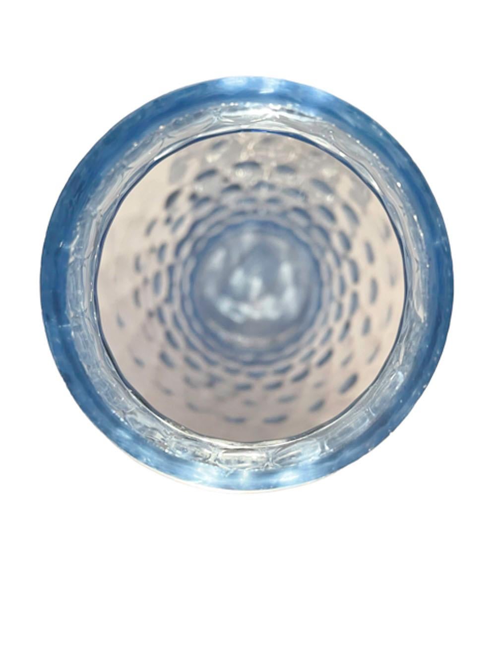 Art Deco Molded Blue Glass Cocktail Shaker with All-Over Thumbprint Pattern In Good Condition For Sale In Nantucket, MA
