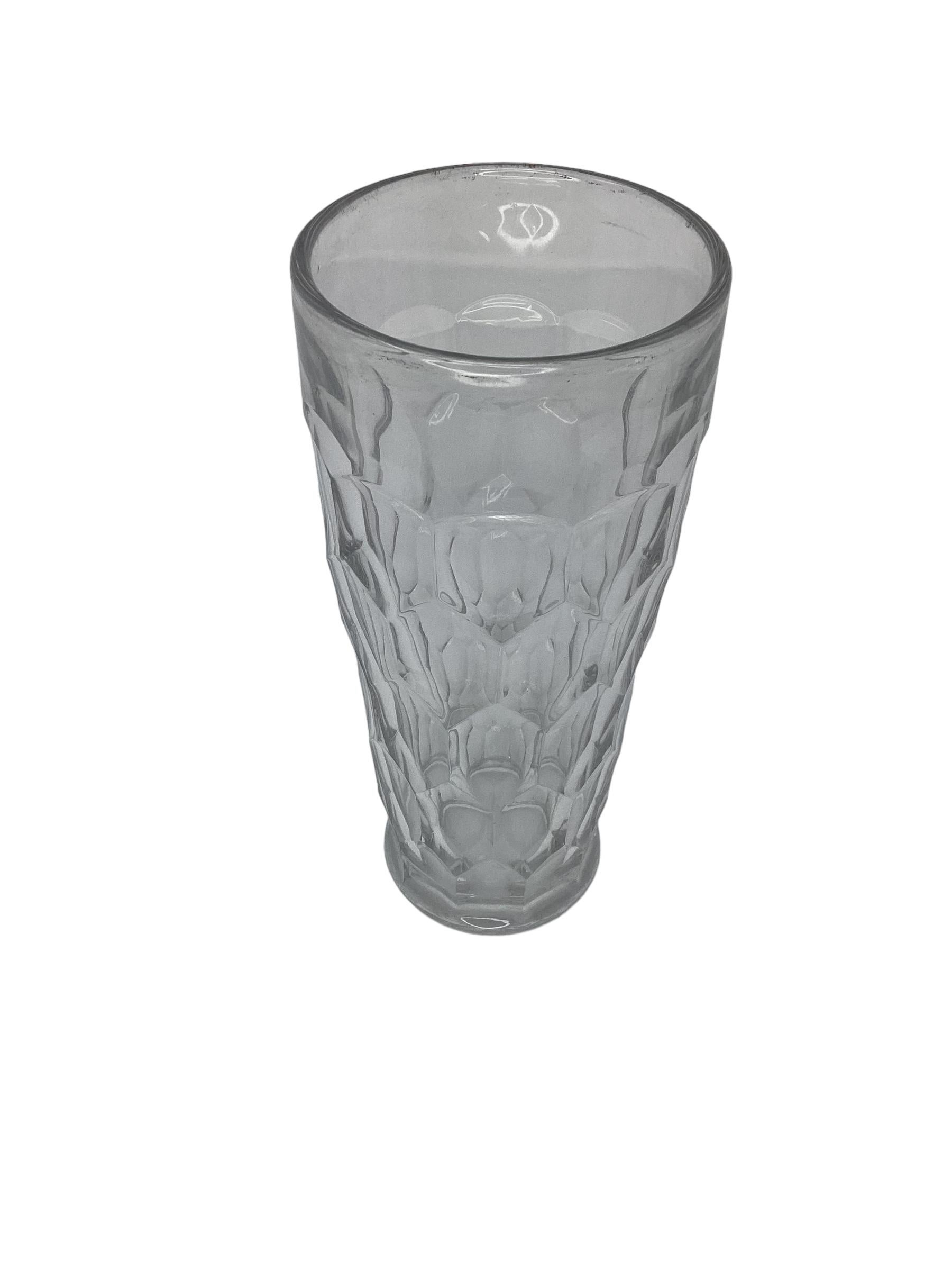 Mid-20th Century Art Deco Molded Clear Glass Cocktail Shaker with Diamond Pattern For Sale