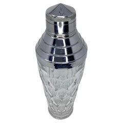 Shakers in vetro trasparente modellato Art Deco con motivo a diamante