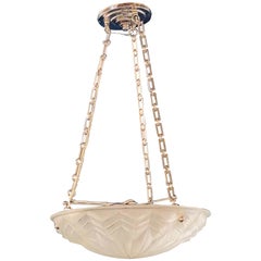 Art Deco Molded Glass Chandelier, Plafoniere Form Ceiling Fixture