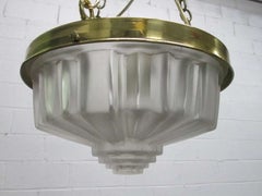 Art Deco Molded Glass Hanging Light Fixture