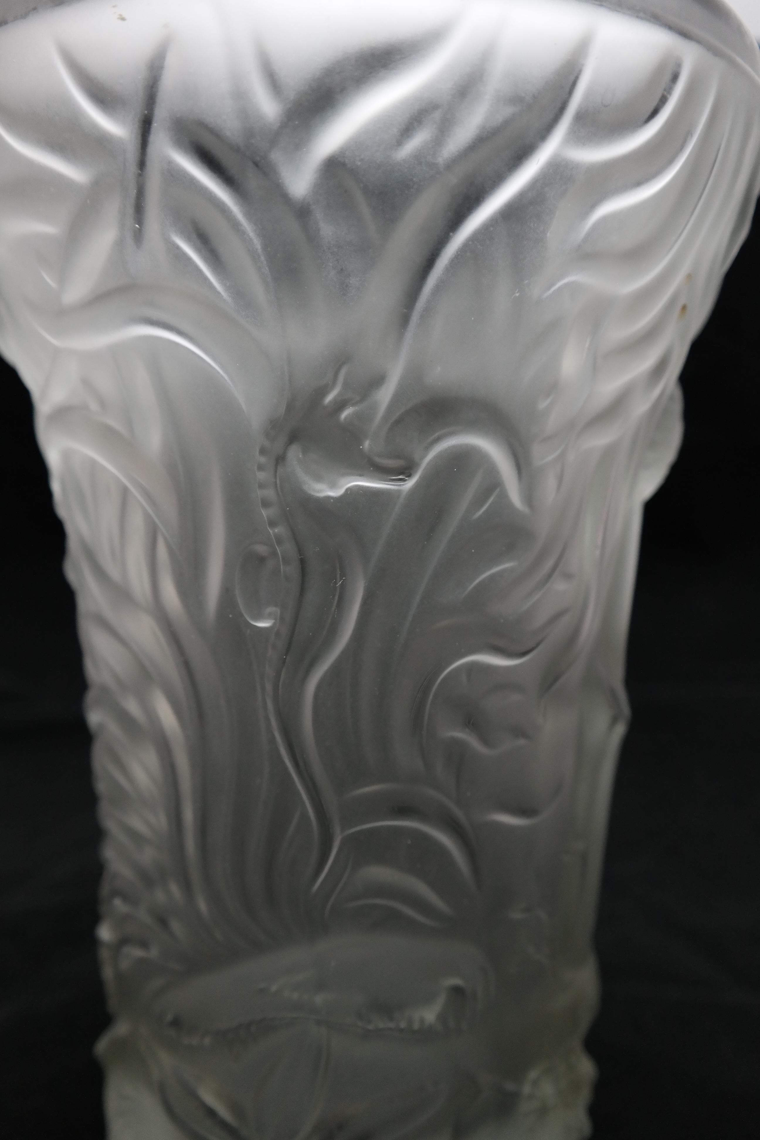 Art Deco Molded Pressed Glass Vase in Lalique Style 5