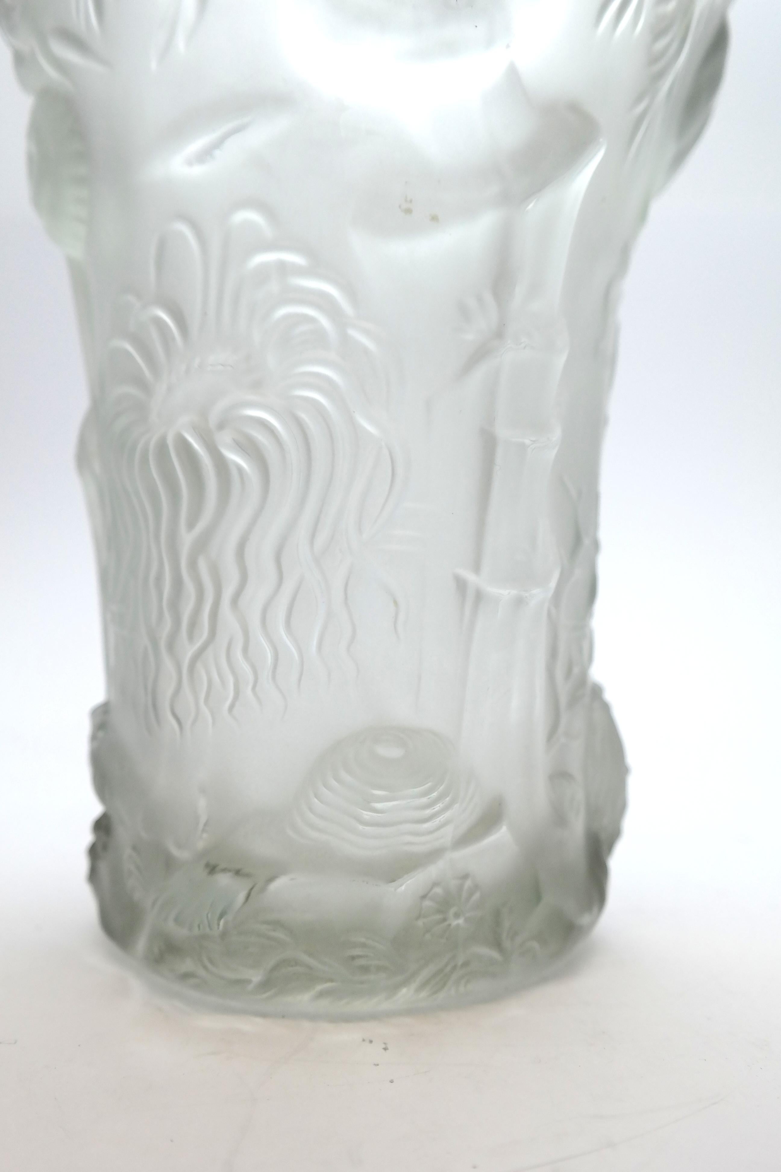 Art Deco Molded Pressed Glass Vase in Lalique Style 6