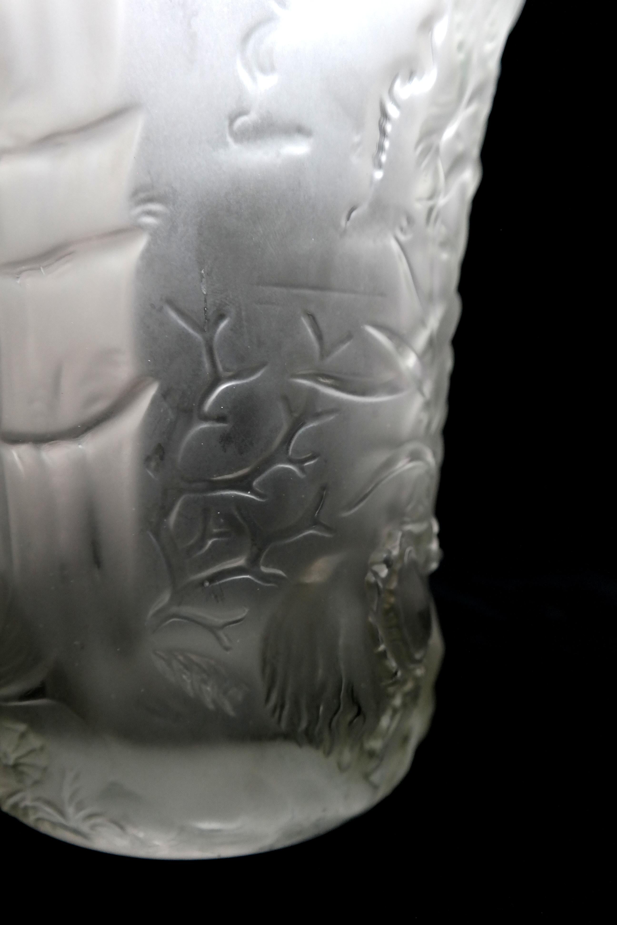 Art Deco Molded Pressed Glass Vase in Lalique Style 7