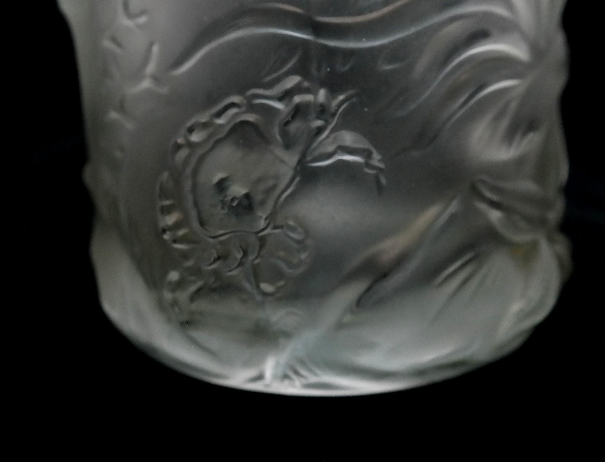 Art Deco Molded Pressed Glass Vase in Lalique Style 8