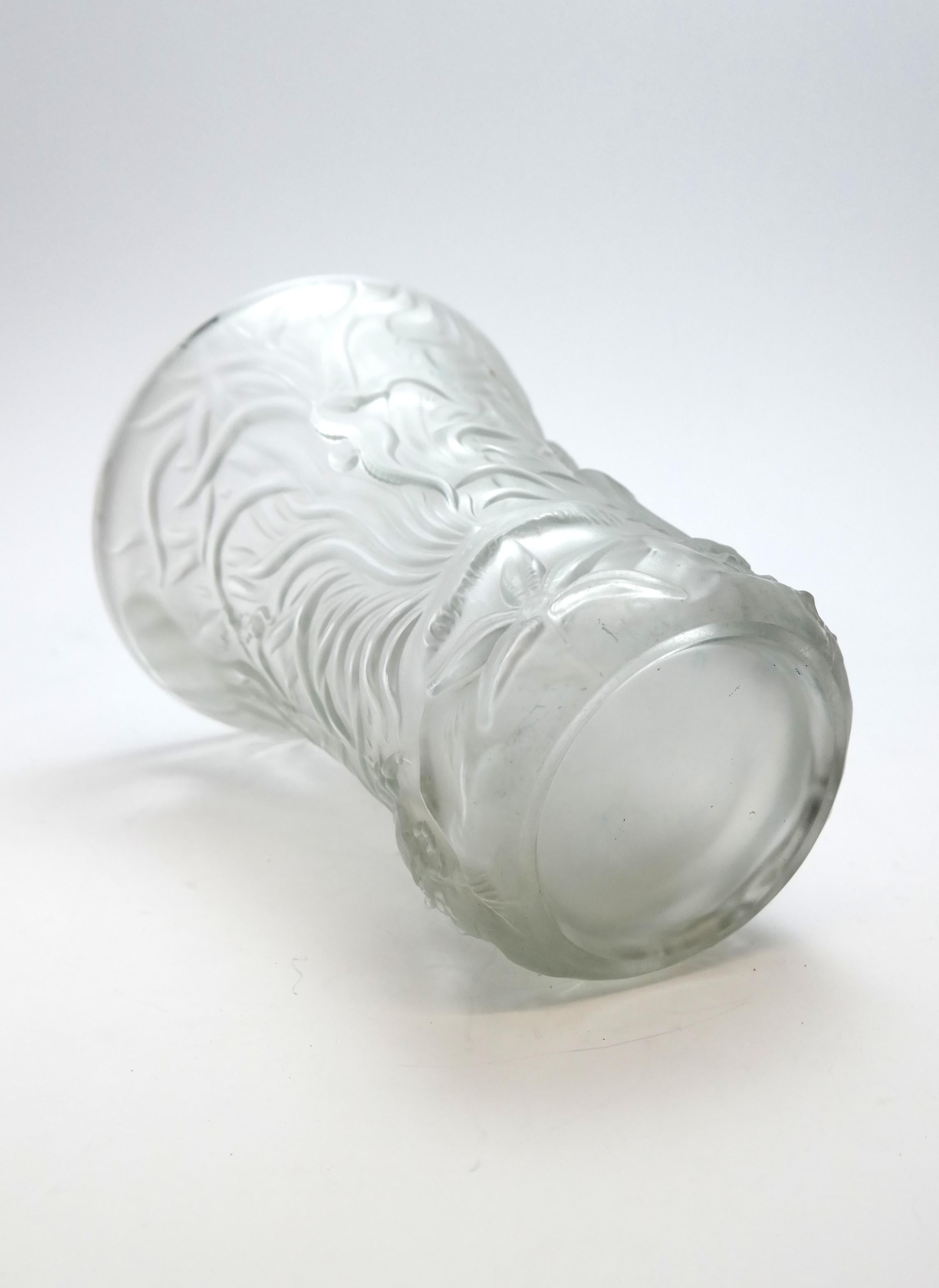 Art Deco Molded Pressed Glass Vase in Lalique Style 9