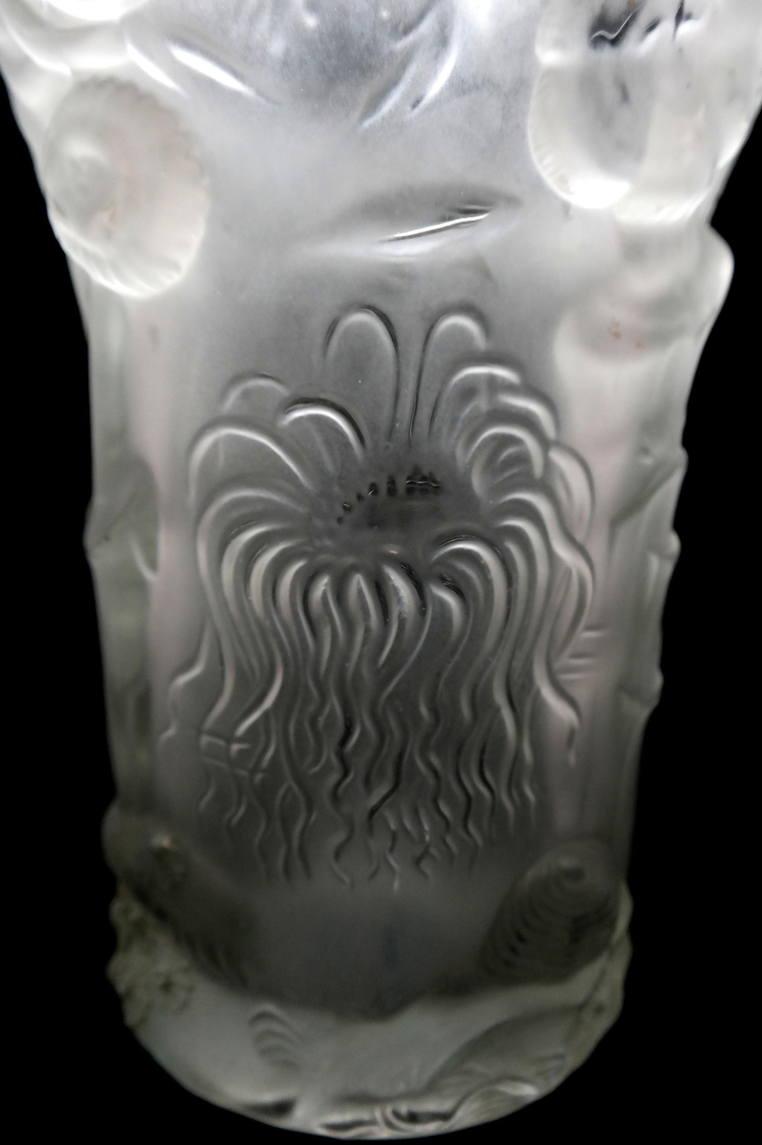 Art Deco Molded Pressed Glass Vase in Lalique Style 1
