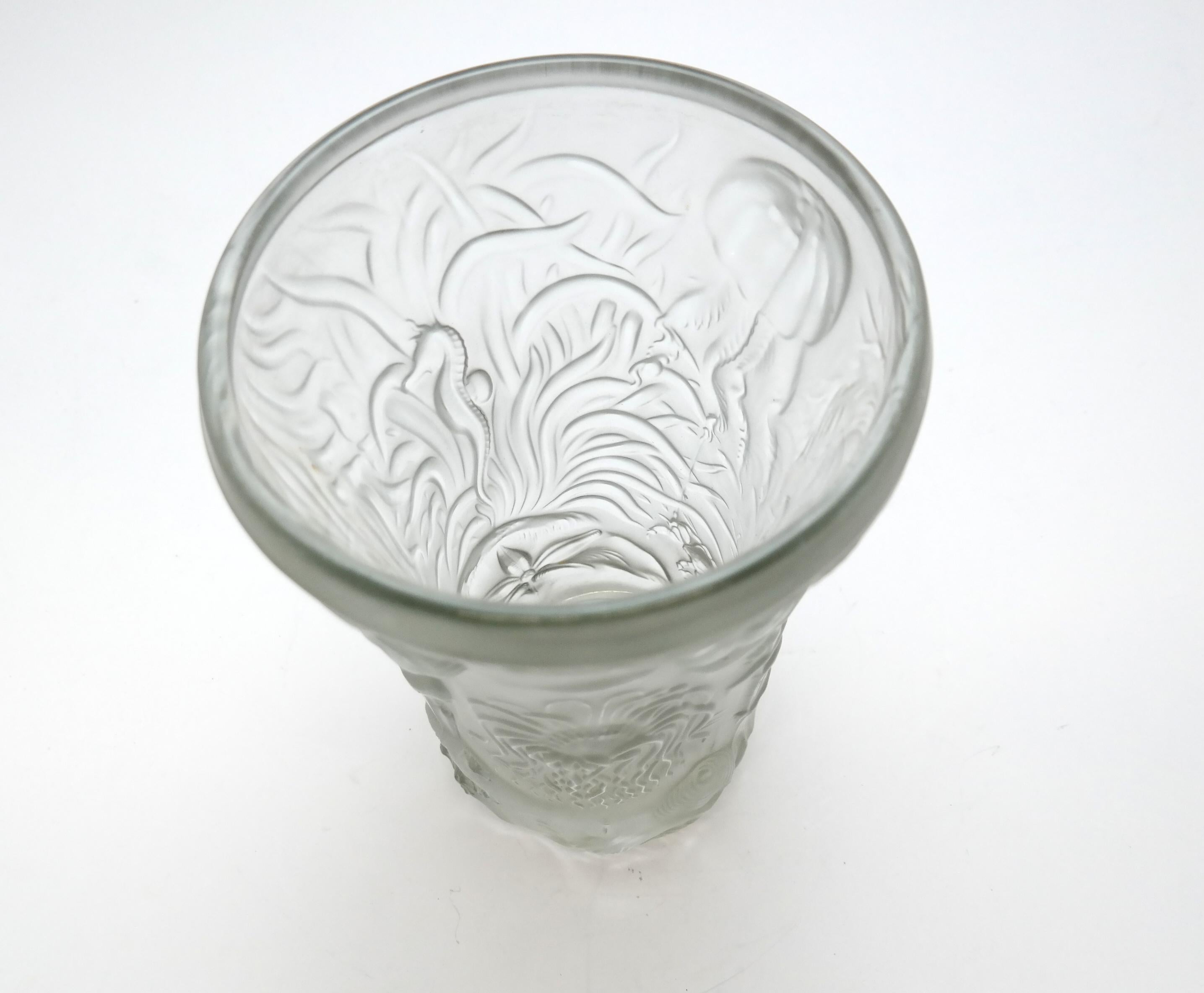 Art Deco Molded Pressed Glass Vase in Lalique Style 4