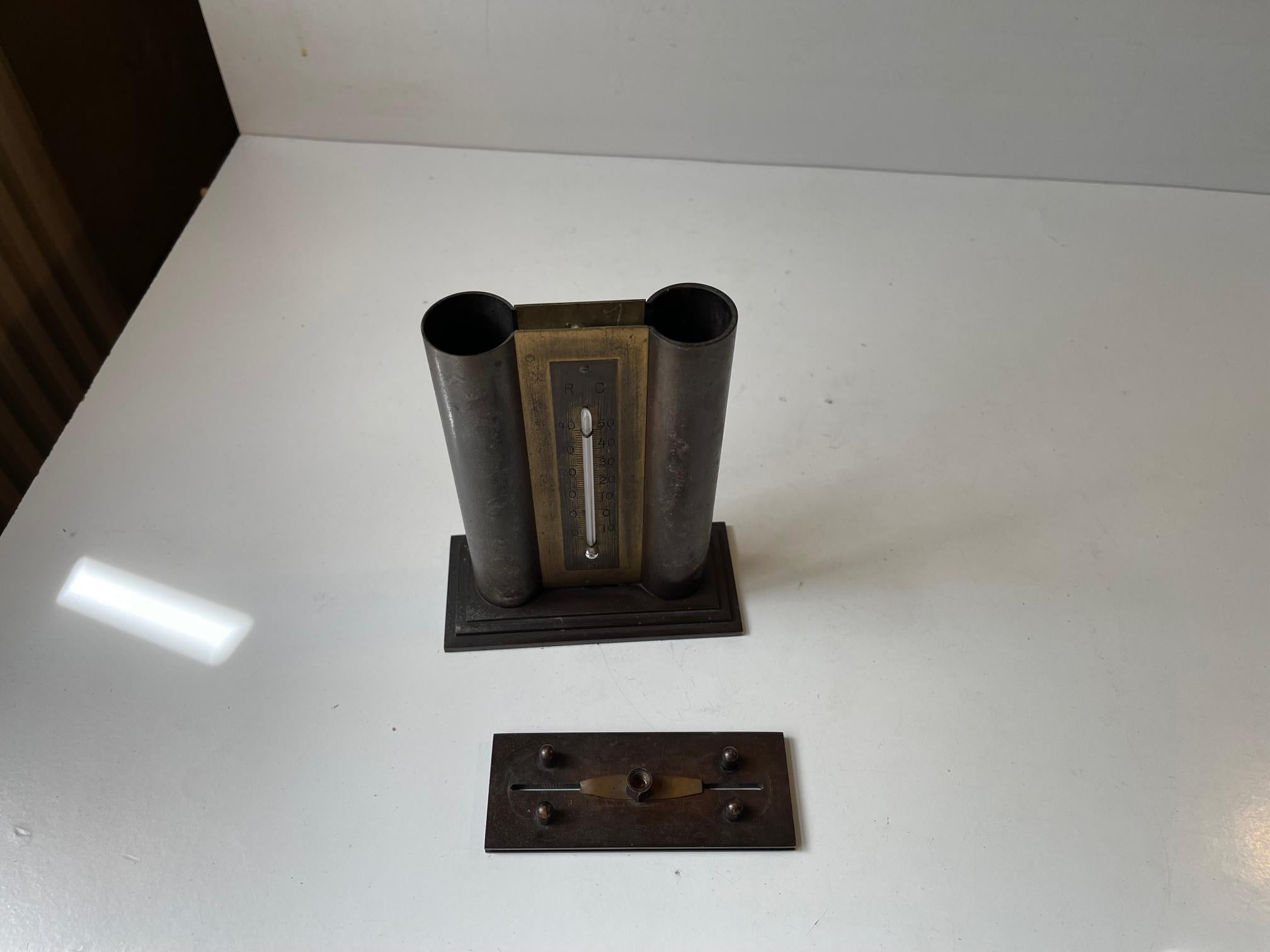 Art Deco Geldbank und Thermometer des dänischen Architekten Carl Einar Glahn 1884-1971 (Bronze) im Angebot