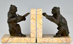 Art Deco Monkey Bookends by Carlier, France, 1930
