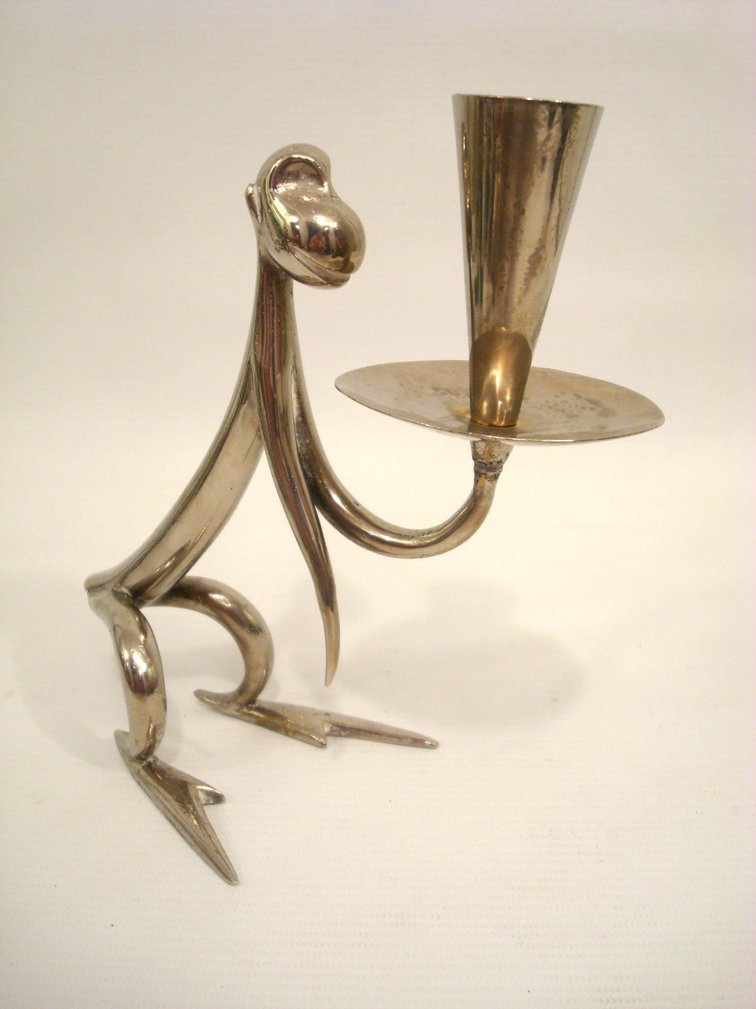 Art-Déco-Kerzenhalter mit Affen von Karl Hagenauer, Österreich  1920's im Angebot 2