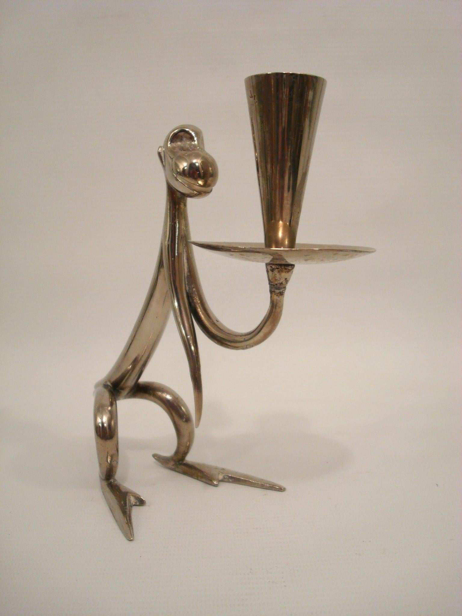 gold monkey candle holder