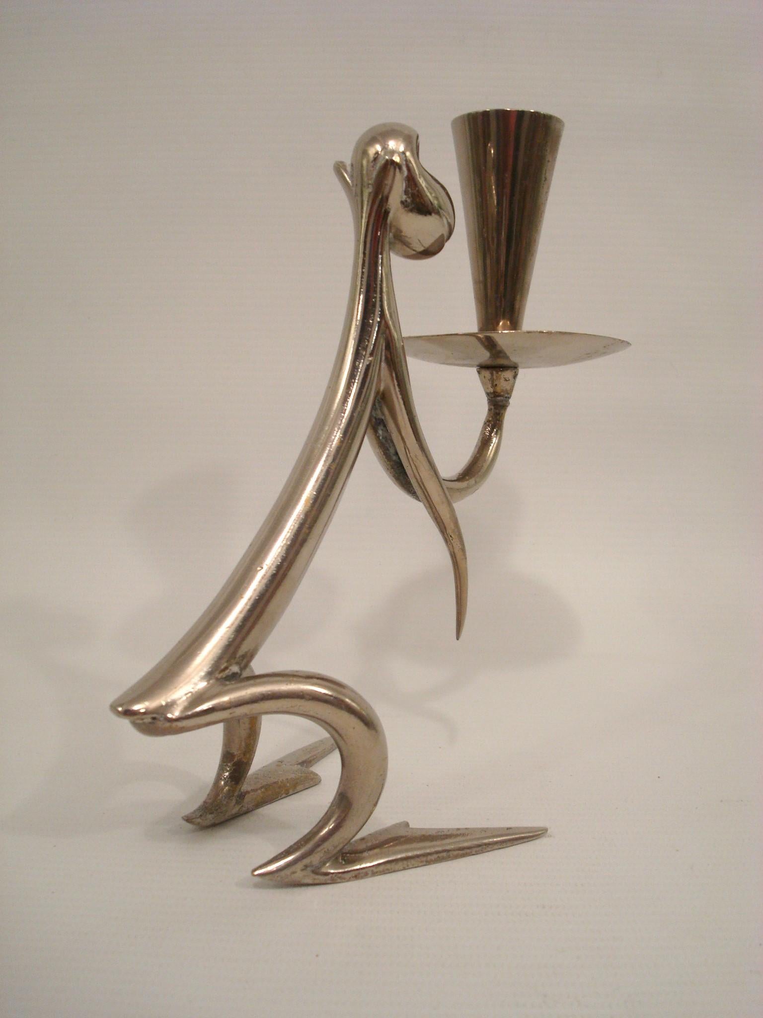 Silvered Art Deco Monkey Candle Holder by Karl Hagenauer, Austria  1920´s For Sale