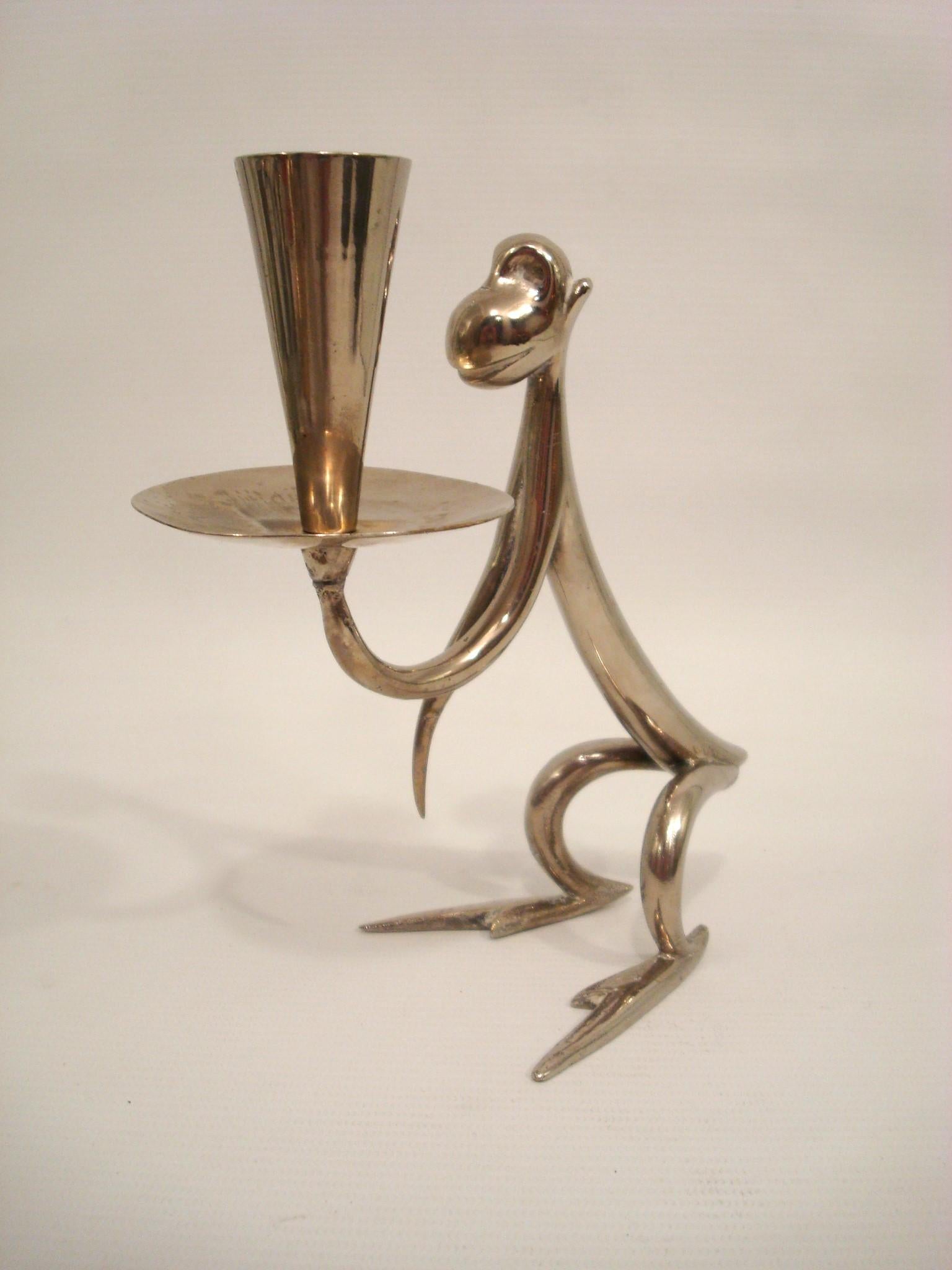 Bronze Art Deco Monkey Candle Holder by Karl Hagenauer, Austria  1920´s For Sale