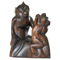 Art Deco Monkeys Sculpture in Wood