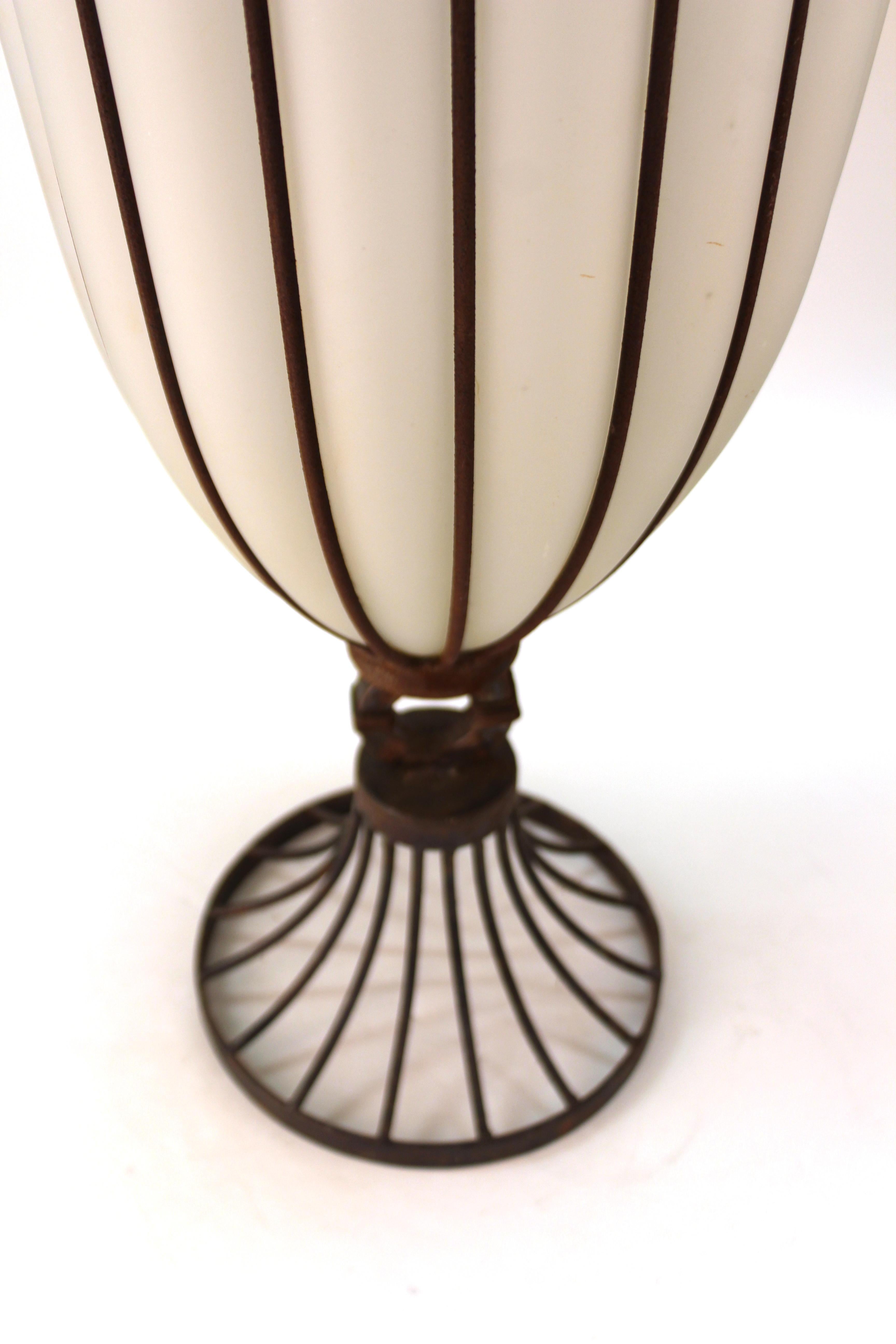 Art Deco Monumental Iron Framed Glass Vase 5