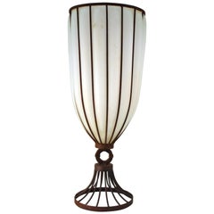 Art Deco Monumental Iron Framed Glass Vase