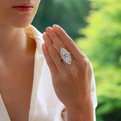 Art Deco Moonstone and Diamond Cocktail Dress Ring Set in Platinum