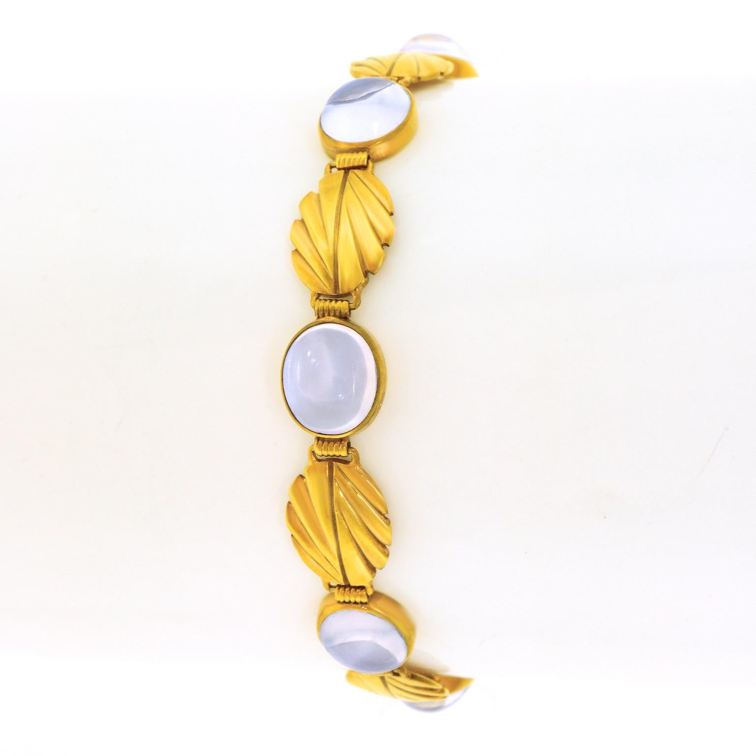 Oval Cut Art Deco Moonstone Bracelet For Sale