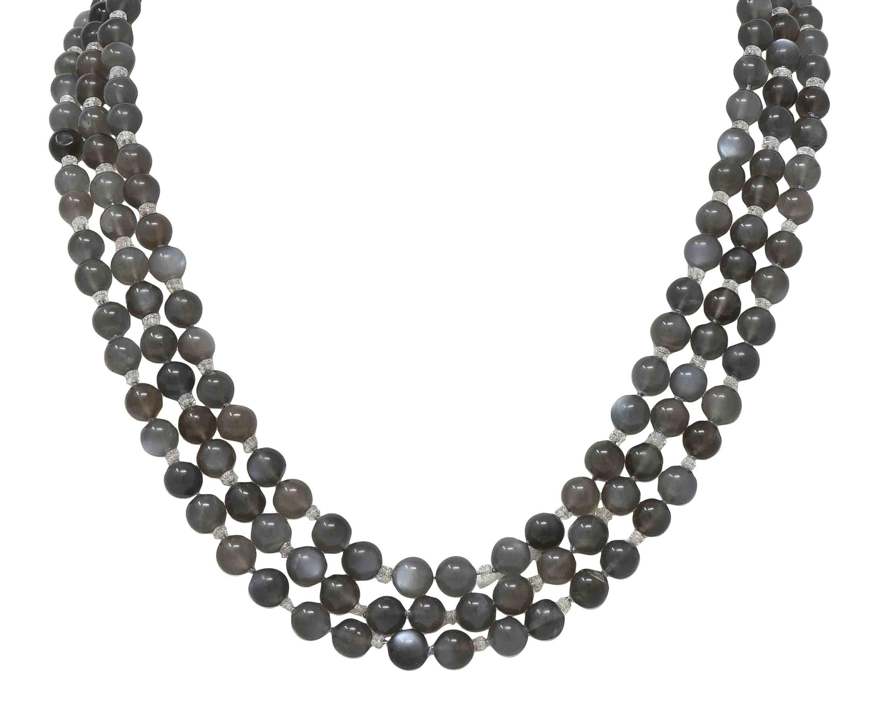Art Decó Piedra Lunar Diamante Platino Vintage Collar de Múltiples Filamentos en Excelente estado para la venta en Philadelphia, PA